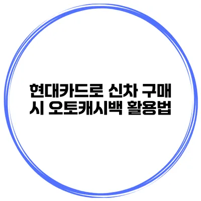 현대카드로 신차 구매 시 오토캐시백 활용법